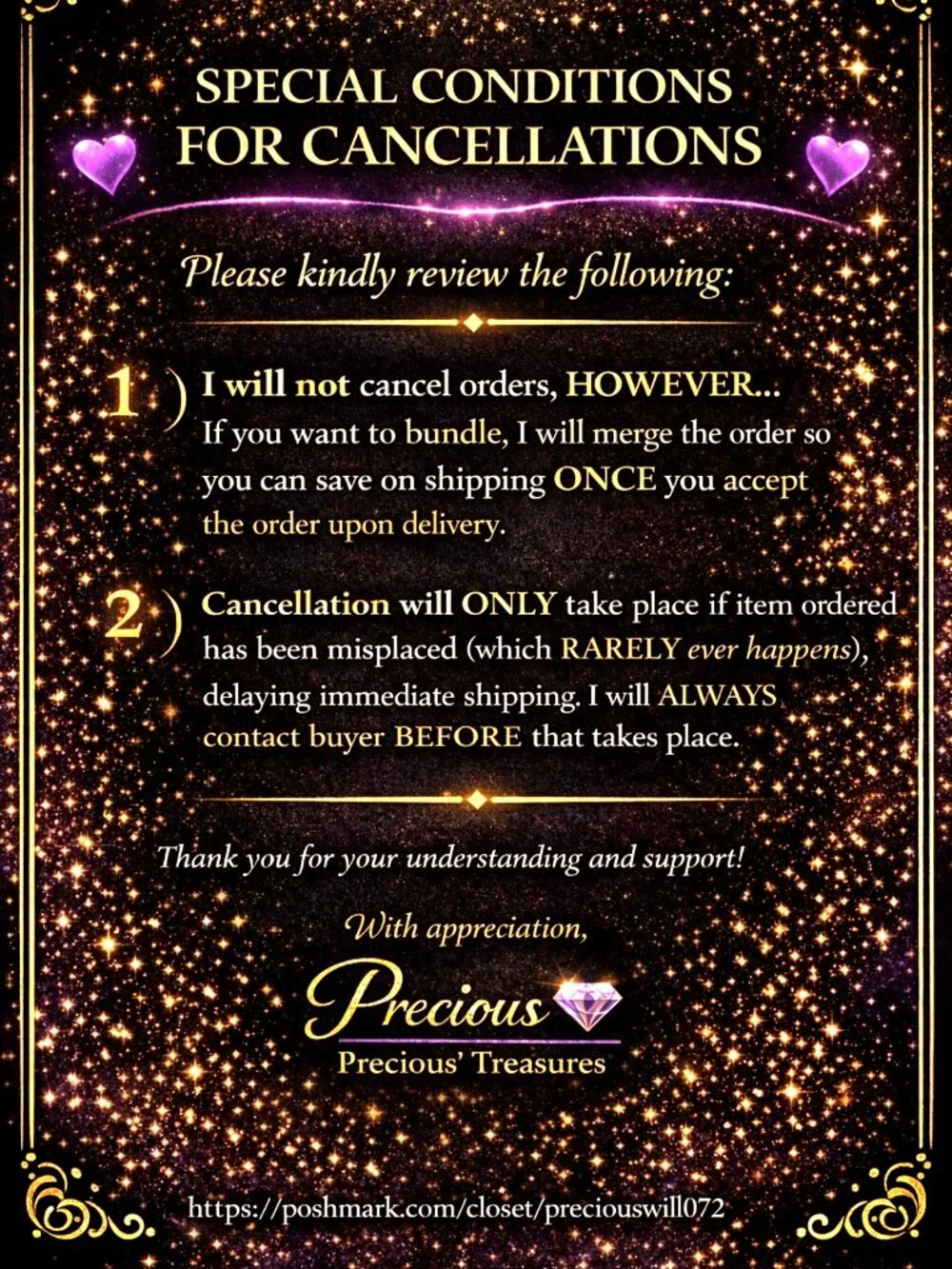NO CANCELLATIONS POLICY - POSHMARK RULES - Picture 2 of 3